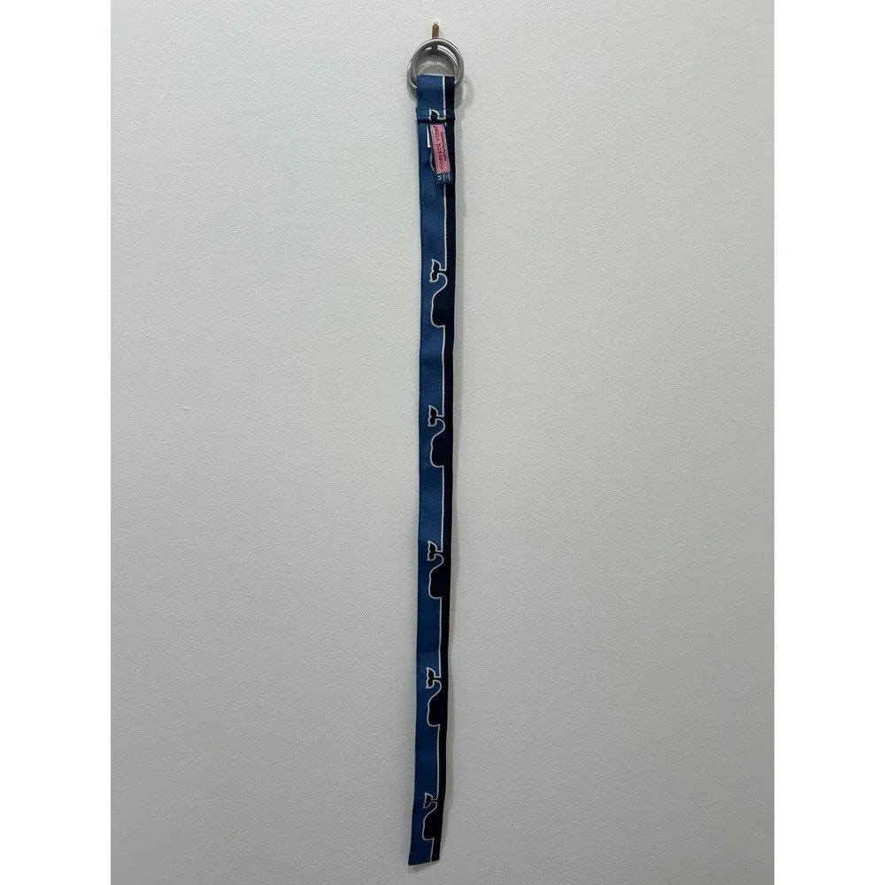 Vineyard Vines Belt Kids Medium Blue Whale Logo‎ D-Ring Canvas 29